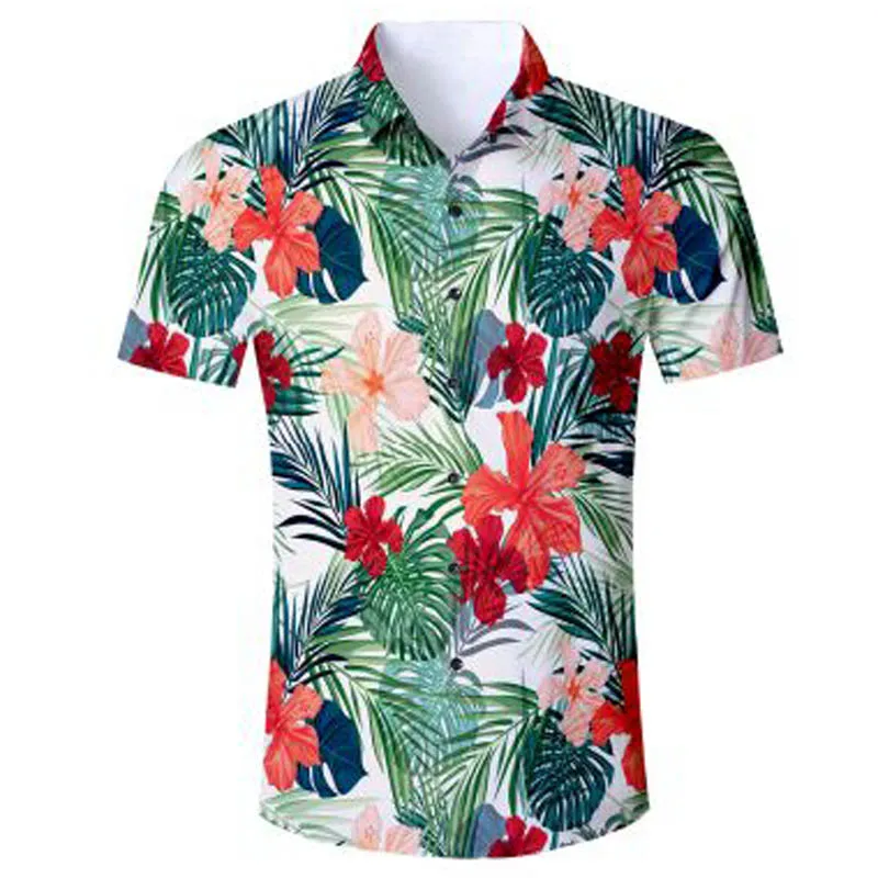 Summer 2019 Men's Hawaiian Shirt Short Sleeve Mens Dress Shirts Slim ...