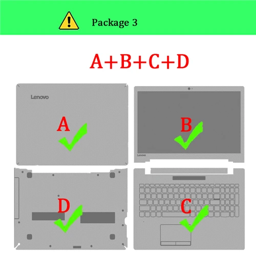 Ноутбук Стикеры кожи для lenovo Ideapad 100S-11 100S-14 110-14 110-15ACL 110-15ISK 120S-14 320-14 310S-15 ноутбук кожи 15,6 ''14'' - Цвет: Package-3    A B C D