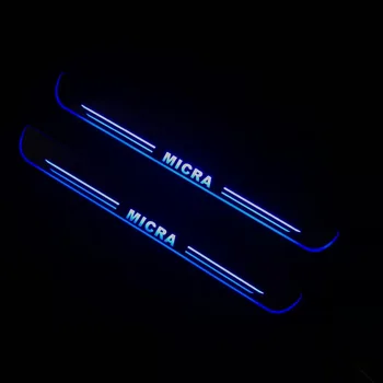 

RQXR led stainless steel overlay acrylic door scuff for Nissan micra moving door sill plate lining decorative light,2pcs