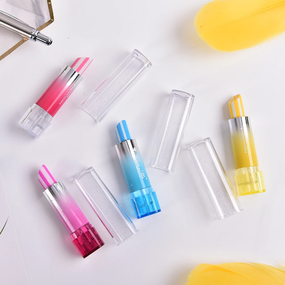 2pcs/lot Plastic Creative Cute Lipstick Rotary Rubber Eraser For Kids