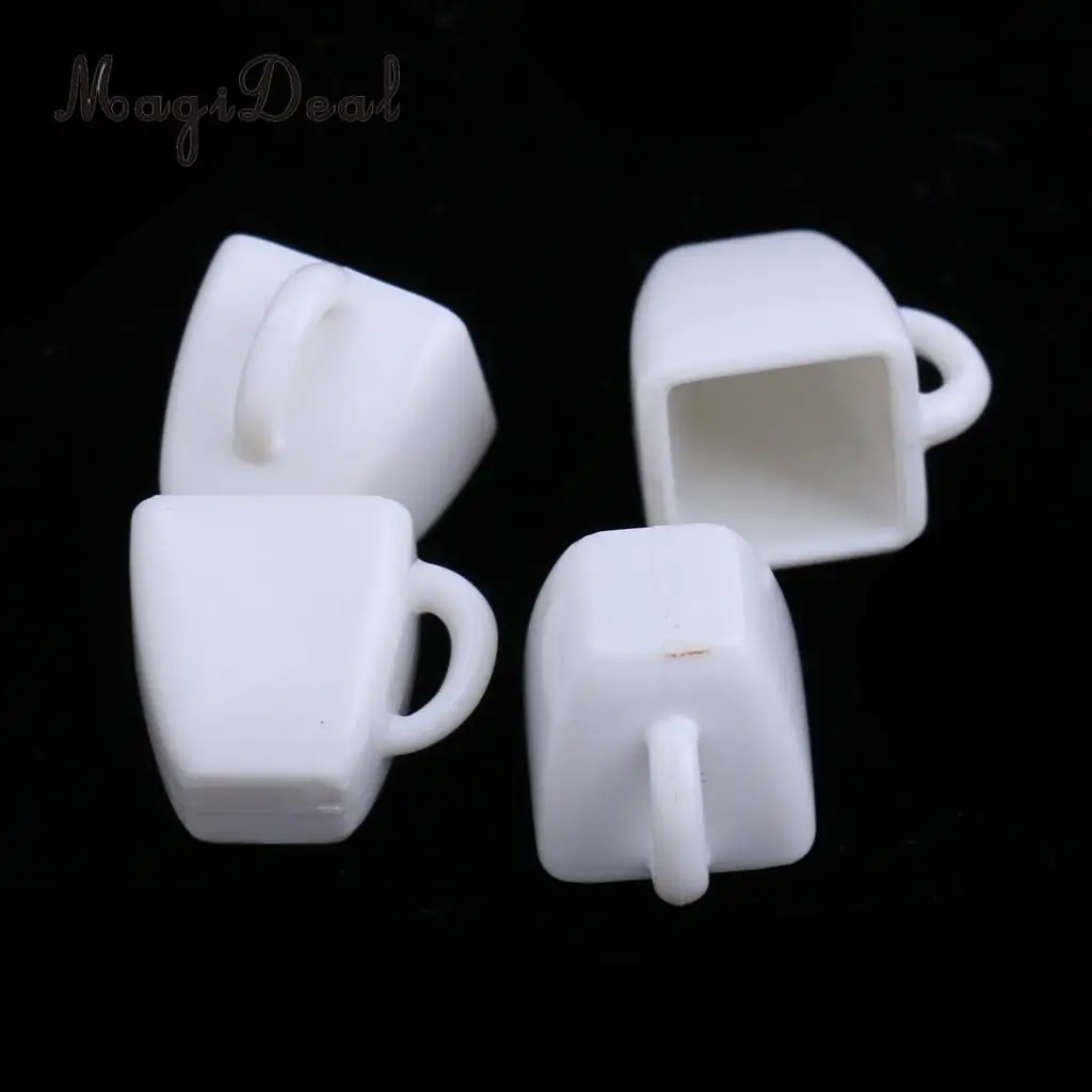 4Pcs 1/12 Miniature Milk Tea Coffee Wine Cups Mugs Dollhouse Tableware for Dollhouse Restaureant Living Room Furniture Decor