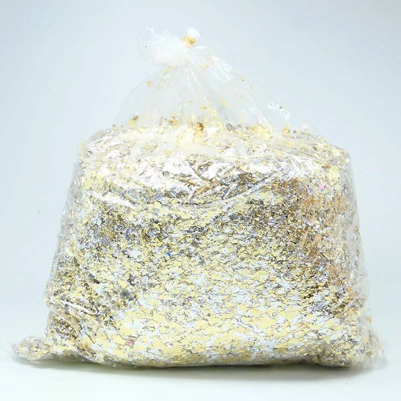 

Good Imitation gold leaf/foil flakes -used for nails DIY craft and decoration 75g/bag, silver-gold color,China factory outlet