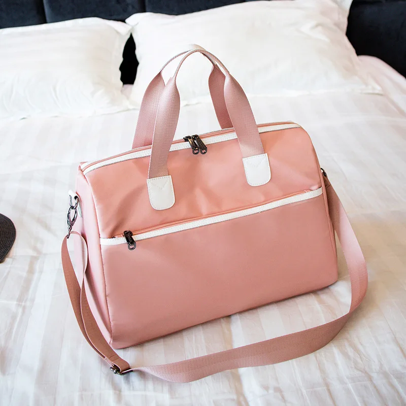 Мужская Ручная багажная сумка для путешествий Женская Большая вместительная сумка холщовые сумки выходные сумки через плечо многофункциональная водонепроницаемая сумка B41-70 - Цвет: samll pink