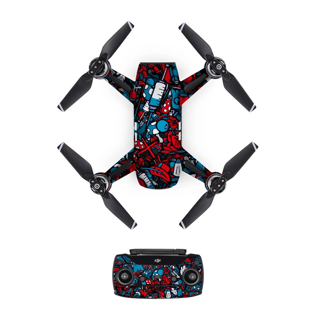 

[DJS0036] Illustration Style PVC Decal Skin Sticker For DJI Spark Drone body + Remote Controllers + 3 Battery Protective Cover