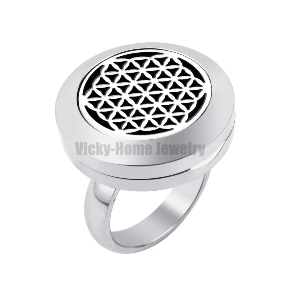 

Seed of Life 20mm Essential Oils Stainless Steel Aromatherapy Aromatherapy Locket Ring with Rhinestones drop shipping