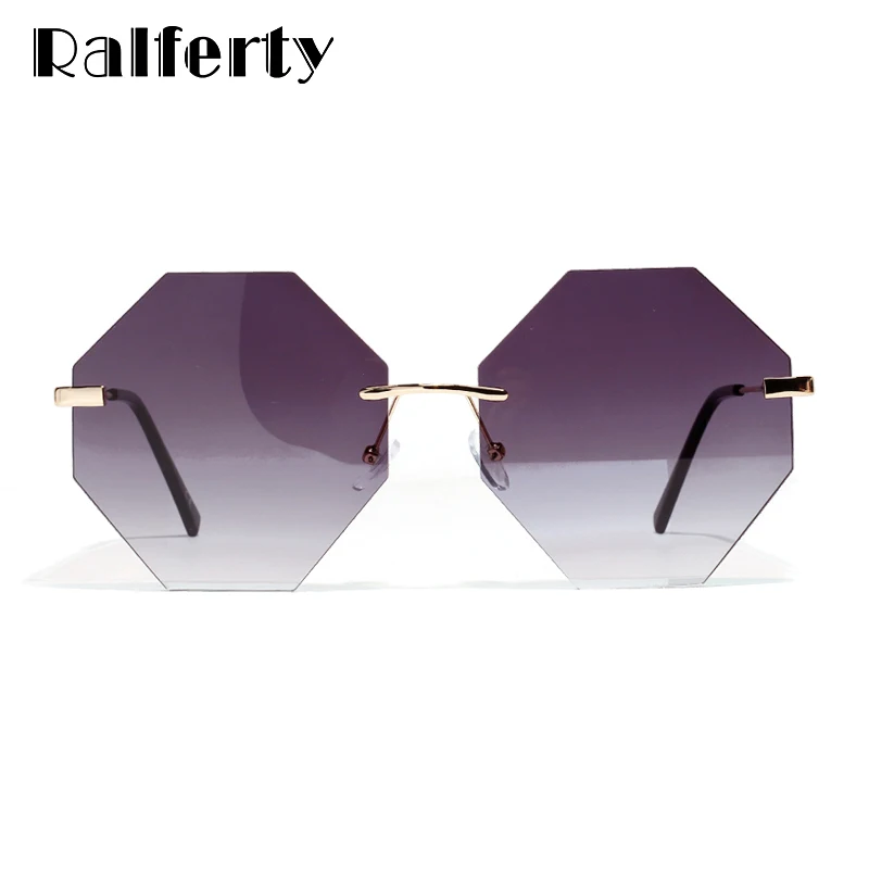 Ralferty, негабаритные, модные солнцезащитные очки для женщин, полигональные, без оправы, солнцезащитные очки для женщин, розовые, женские оттенки,, lunette Oculos W19621