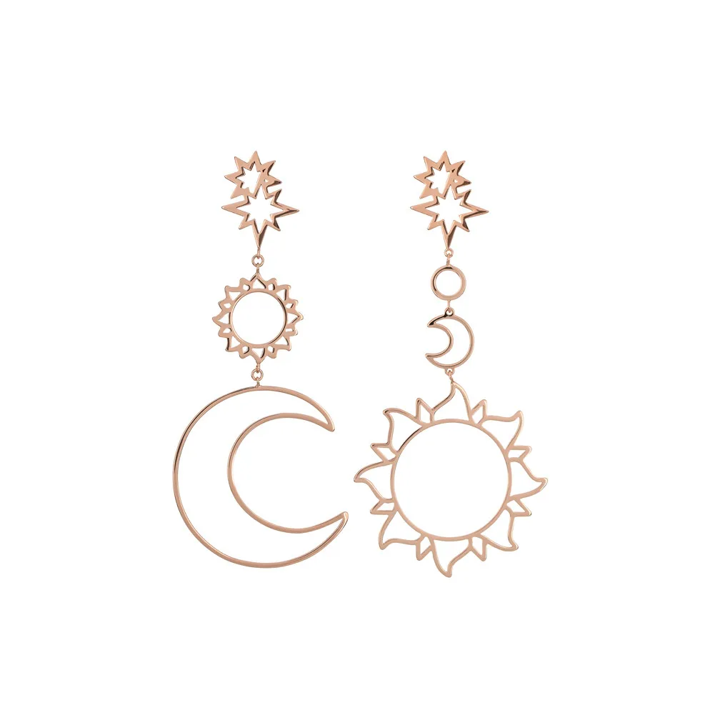 Стильные серьги женские Boho для женщин серьги звезда Солнце Луна полые букле D'oreille Femme Kolczyki Pendientes Mujer L0615 - Окраска металла: GD