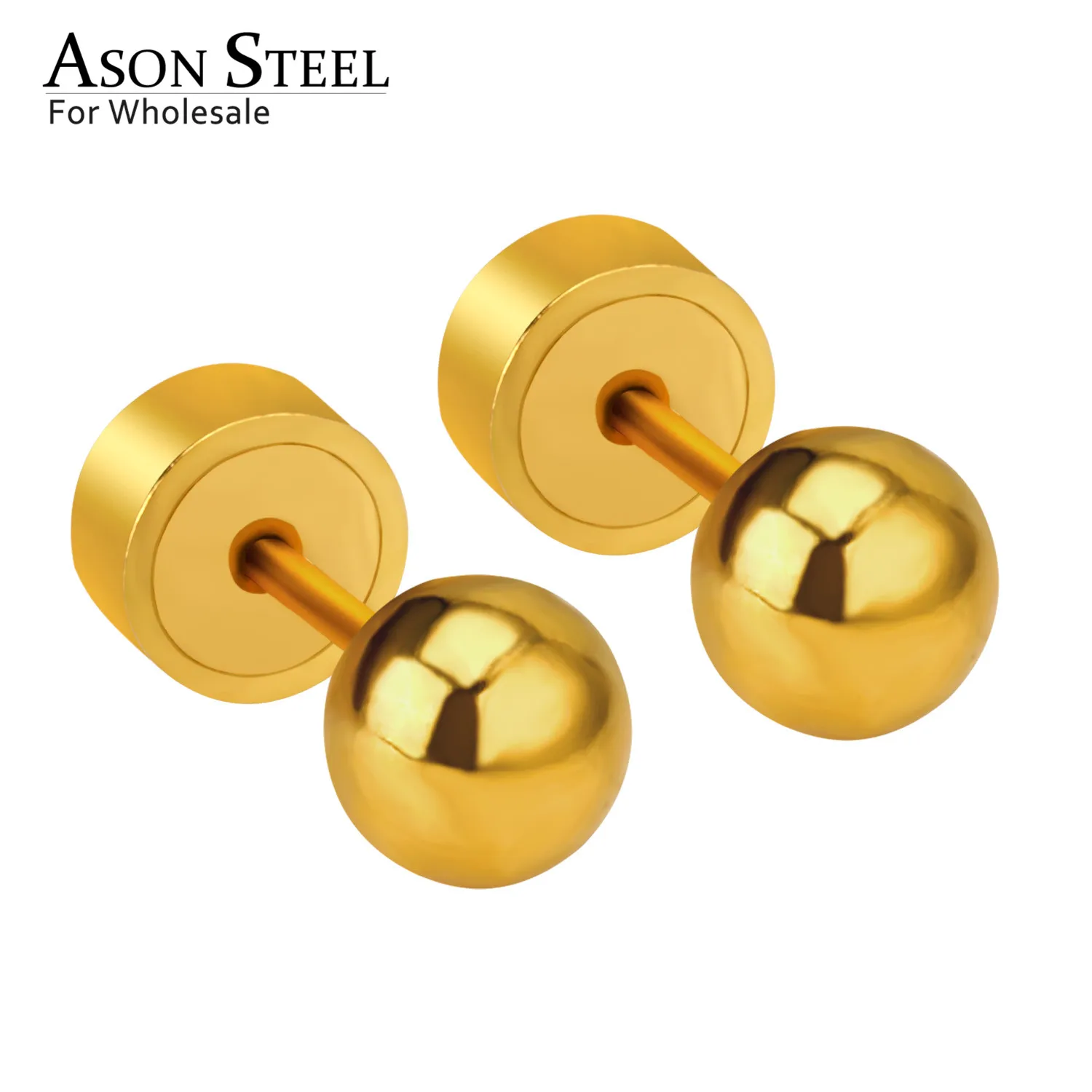 

ASONSTEEL Stainless Steel Gold/Silver Ball Press Stud Earrings Stainless for Baby/Kid Earring 3mm/4mm/5mm Round Earring Jewelry