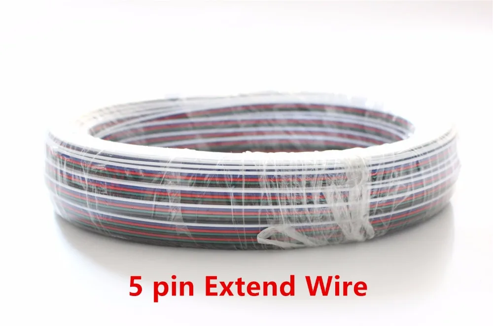 Светодиодный Удлинительный кабель RGB 5 м/10 м/20 м/50 м 4-контактный 5pin 22AWG