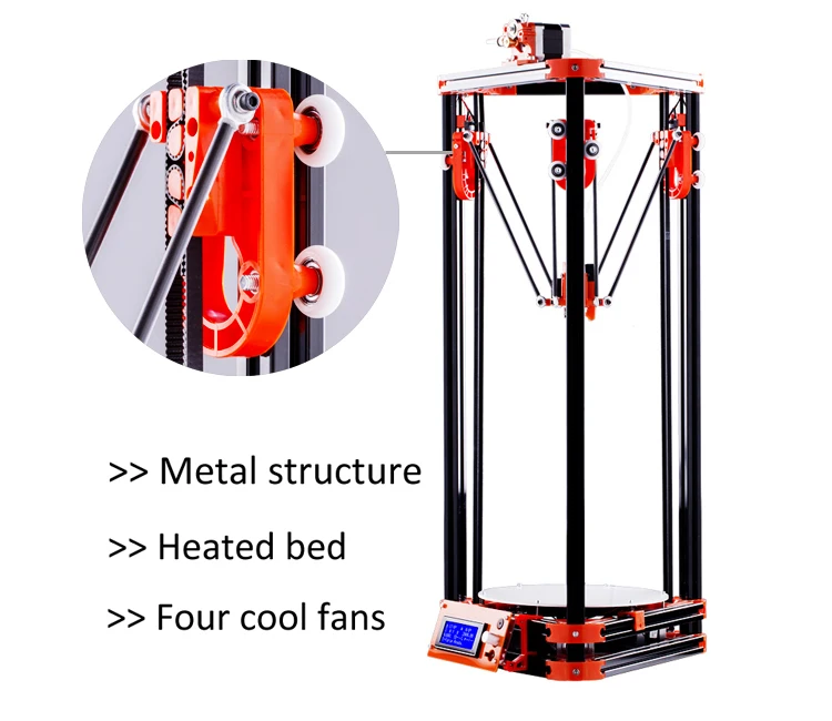 lcd Diy 3d металлический принтер, большой размер печати 3D-принтер Delta Kossel 3d Принтер Комплект