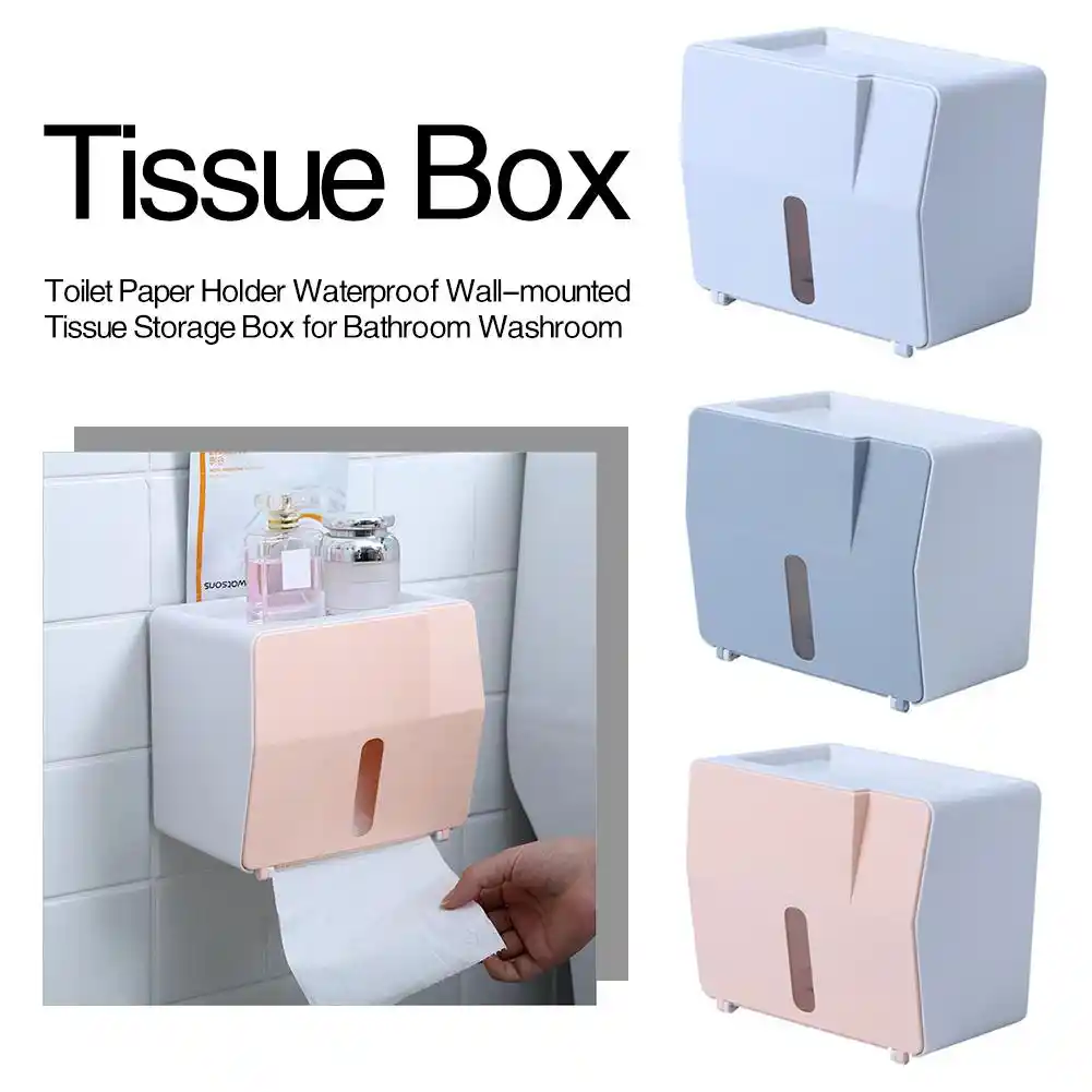 Home Bathroom Waterproof Punch Free Tissue Box Toilet Roll Paper Holder Storage Bath Bathroom Accessories