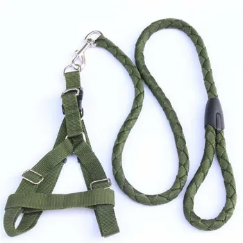 

pet Supplies Dog Leashes Set Large Dog Rope Woven Nylon Retractable Leash Accessories Army Green for Daily Training Walking