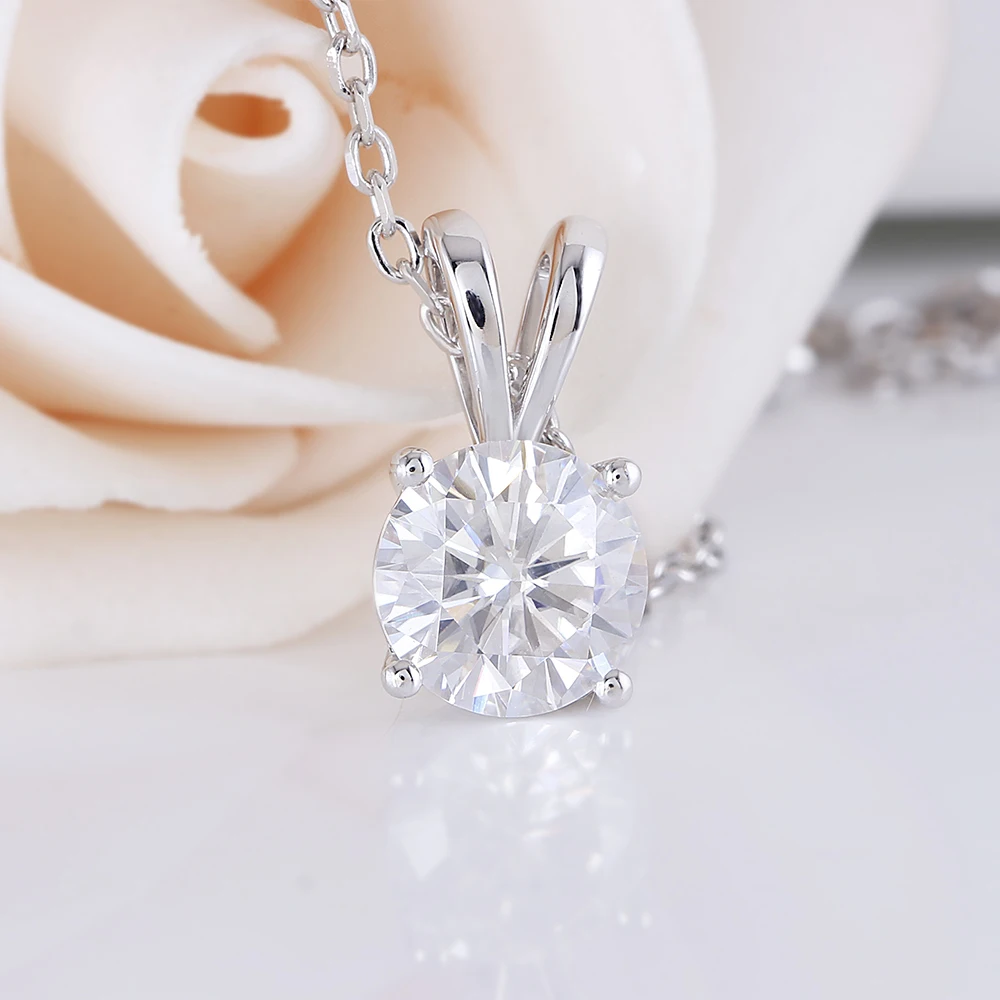 DovEggs 14K 585 Белое золото 1CTW 6 5 мм Сердце и стрелы цвет GH Moissanite ожерелье для женщин