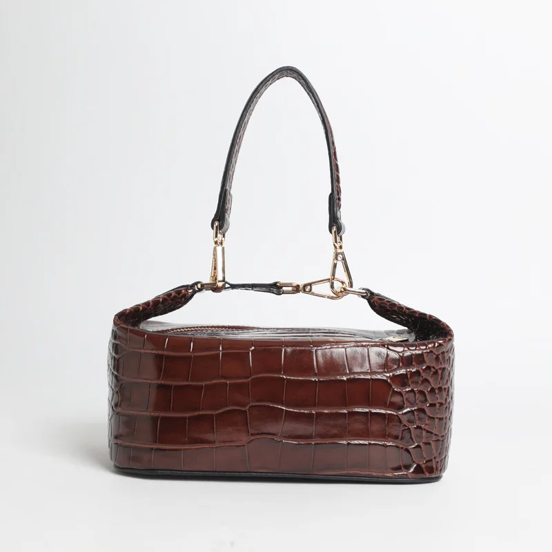 

Croc Clutch Totes Bags For Women 2018 Fashion Evening Party Bags Genuine Leather Zipper Model Show Luxury Box Ladies Hand Bags