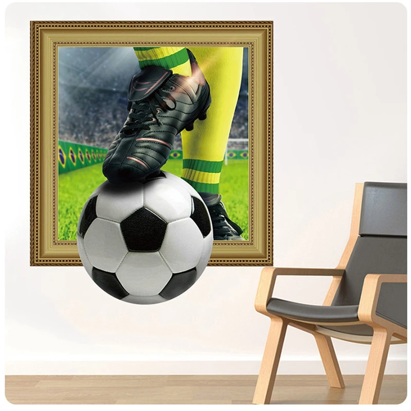 

3d Vivid Football Wall Stickers For Kids Rooms Home Decor Art PVC 45x60cm Wallpaper Diy Poster Mural Art Soccer Wall Decals