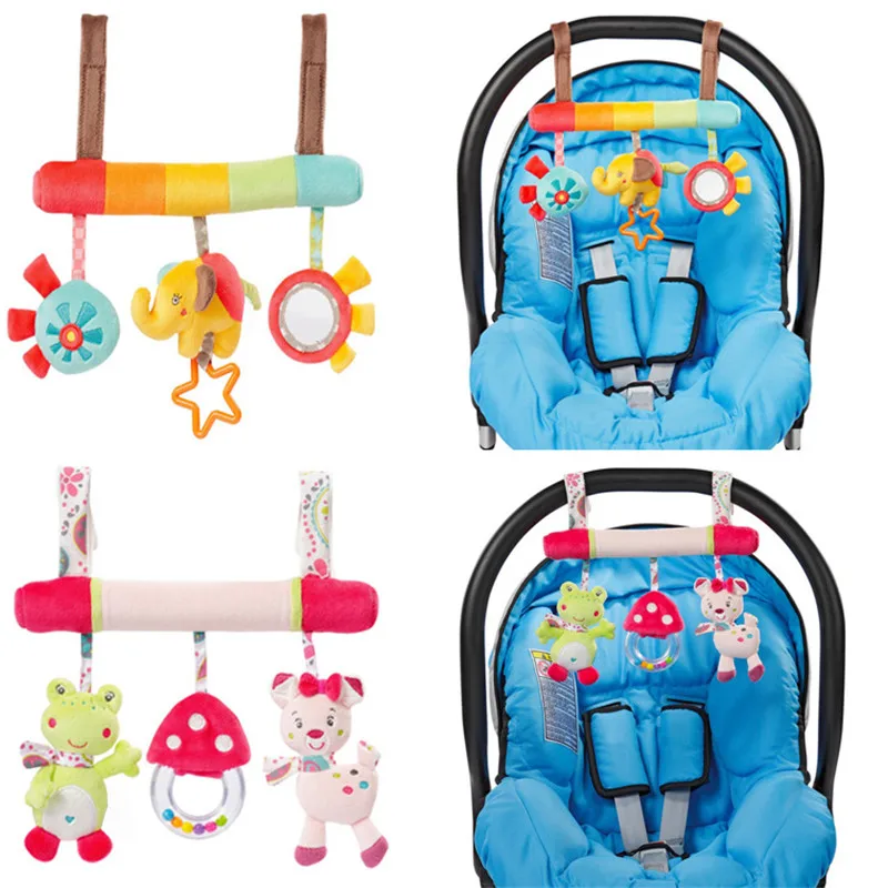 

Baby Toys 0-12 Moths baby Frog Bed Bells New born Safety seat soft mobile Hanging Rattles Plush baby Toy For Gift