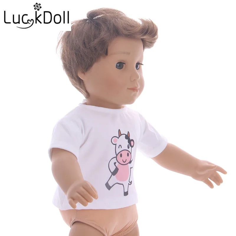 LUCKDOLL хлопковая Футболка Подходит для 18-дюймовые американская кукла Logan кукла мальчик одежда аксессуары игрушки для детей
