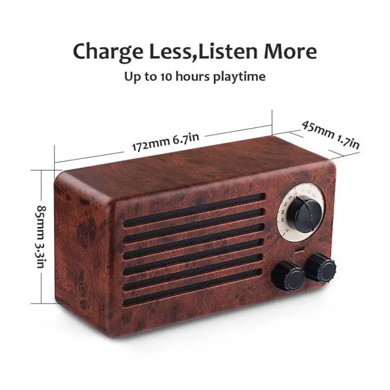 

Retro Wireless Bluetooth Speakers Portable HiFi Home Speaker Stereo Subwoofer FM TF Radio for Smartphone PC Laptop