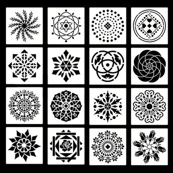 

Behogar 16PCS Mandala Dotting Painting Stencils Templates for DIY Craft Furniture Wood Canvas Rocks Fabrics Wall Art 13x13cm