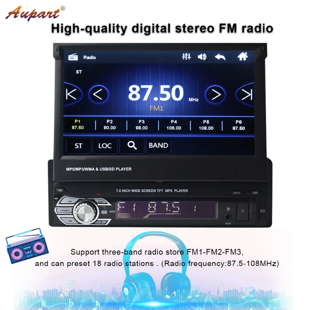 Top Car radio 1 din GPS navigation MP4 MP5 universal multimedia player 1din bluetooth 7 inch HD touch Screen Retractable for 2 din 10