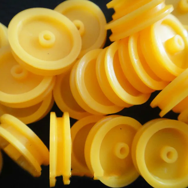 

Feichao 2 x 17mm 10pcs Small Yellow Plastic Pulley Wheel Motor Pulley DIY Toy accessories for Mini Car