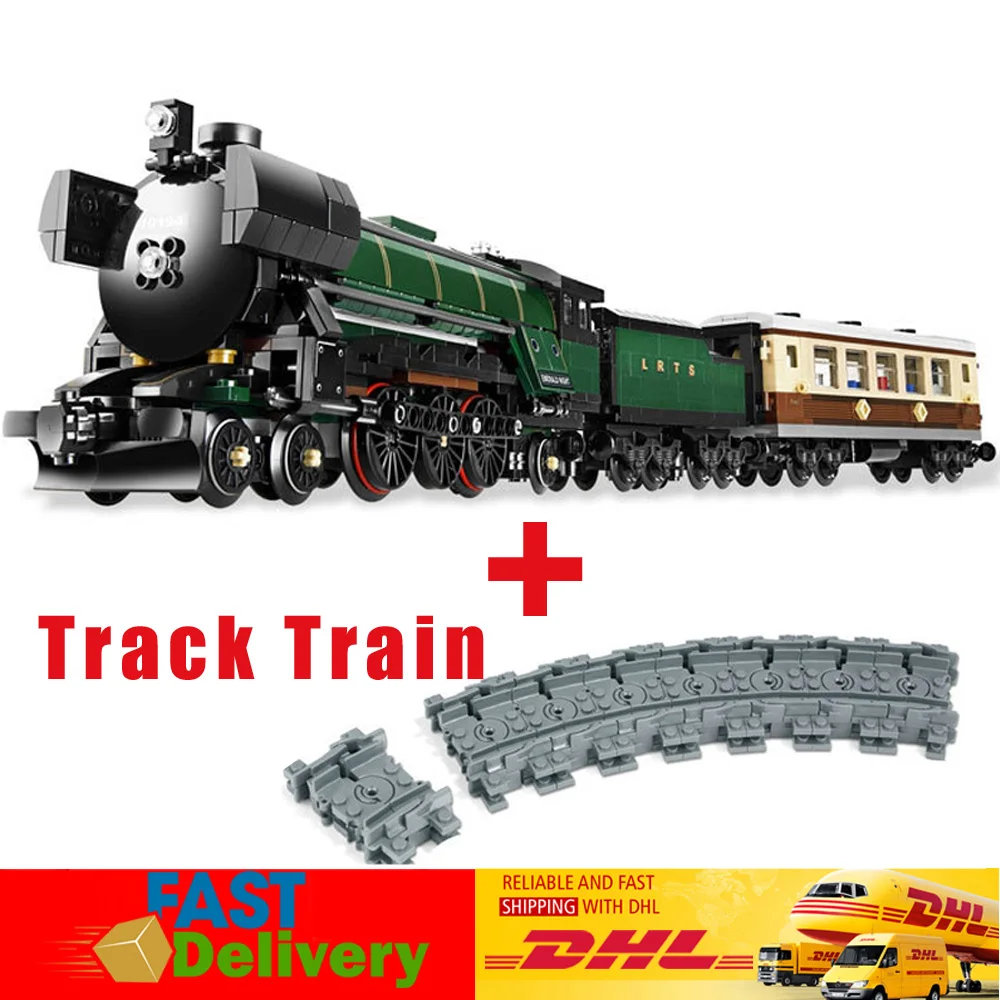 

Lepin 21005 1085Pcs Emerald Night Train Set Model Building Blocks Bricks Track Train Model Toys Gift Compatible LegoINGlys 10194