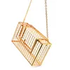 New Metal Hollow Fashion Women Shoulder Handbags Crossbody Bags Party Evening Totes Bag Box Clutches Metallic Cage Chain Purse 1