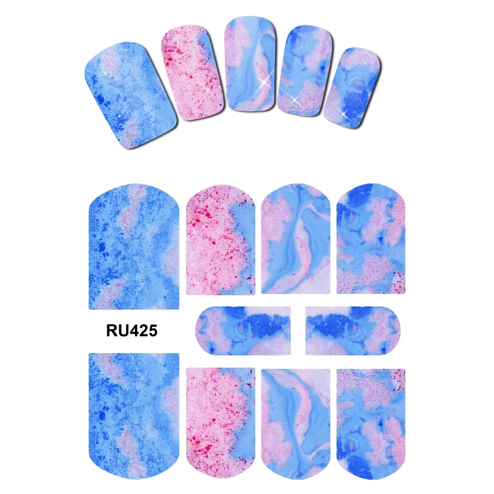 UPRETTEGO NAIL ART BEAUTY WATER DECAL SLIDER цветные наклейки на ногти мраморный камень абстрактный