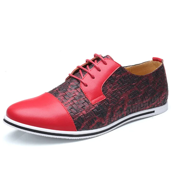 YWEEN/мужская повседневная обувь; Большие европейские размеры 50; стильные разноцветные модные оксфорды на шнуровке; модельные туфли на плоской подошве - Цвет: Красный