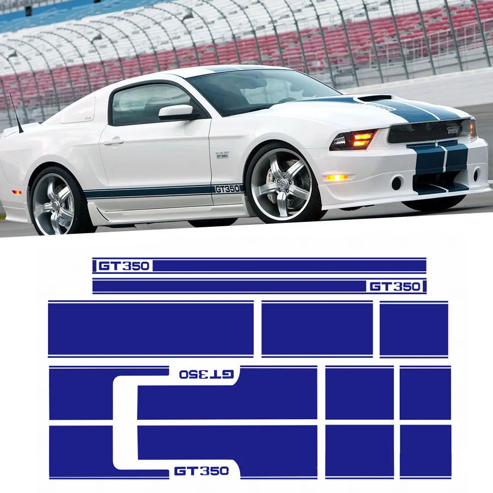 

1Set Car Hood Roof Engine Rear Side Stripes Car Sticker Body Kit Decal Decoration for Ford Mustang GT350