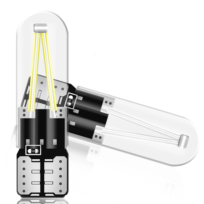 T10 194 2825 WY5W W5W лампы накаливания COB Светодиодный стеклянный корпус клиновидные автомобильные парковочные лампы CANBUS без ошибок для чтения автомобиля купольная Лампа DC 12 В