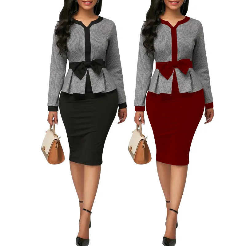 

African Clothes Two Pieces Set Women Office Lady Printed Coat&Short Sleeve Pencil Bodycon Dress Suit Plus