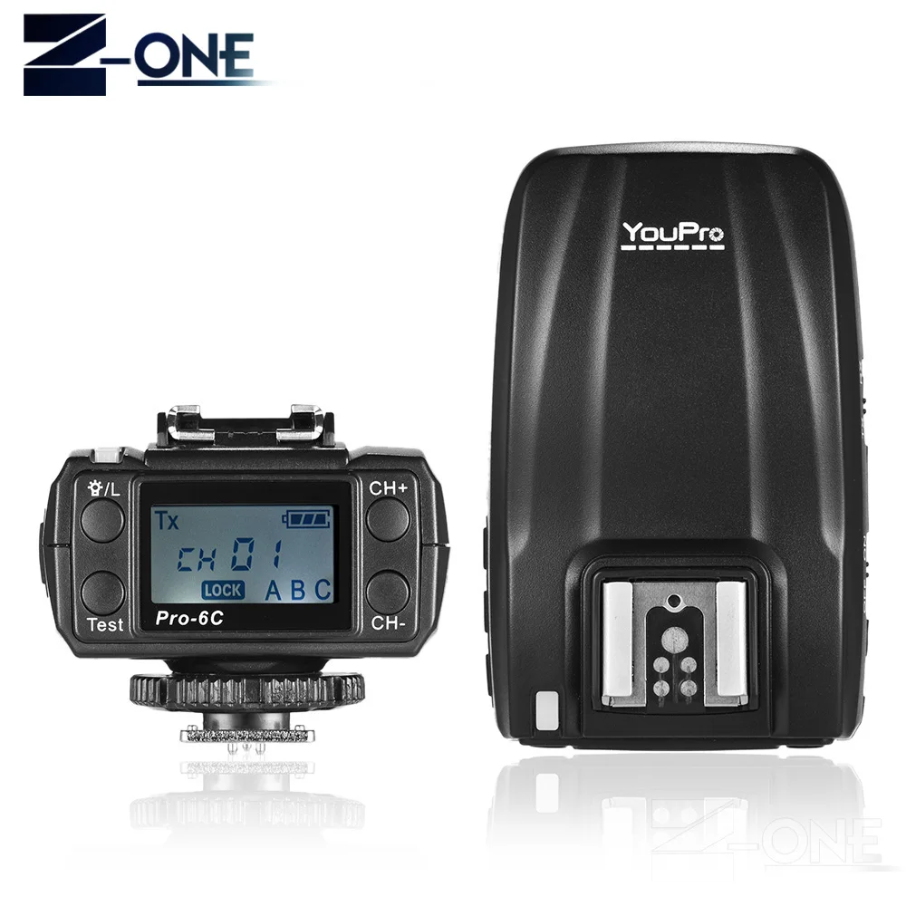 

Youpro Pro-6C 2.4G Wireless E-TTL Flash Trigger 1/8000S HSS Transmitter Receiver Shutter release for Canon 5D 6D 7D 1500D 800D
