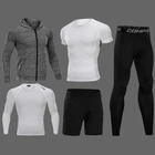 New Compression Men's Running Sets 3/4/5pcs/sets Quick Dry Sport Suits Basketball Tights Clothes Gym Fitness Jogging Sportswear