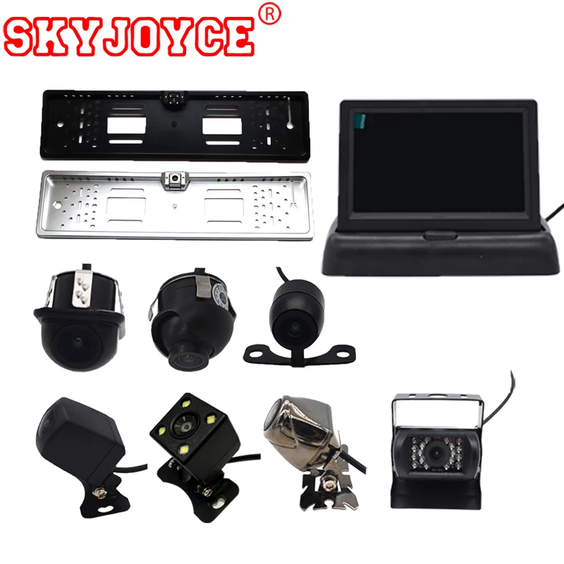 

SKYJOYCE Rear View Car Camera Monitor 4.3" HD CCD Reverse Backup Camera 24V 12V Black Silver Auto Rear parking guide Camera LED