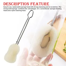 Щетка для чистки чашек сменная губчатая головка чистящий инструмент губка щетка для бутылочного кормления нержавеющая сталь Ручка Чистящая Щетка