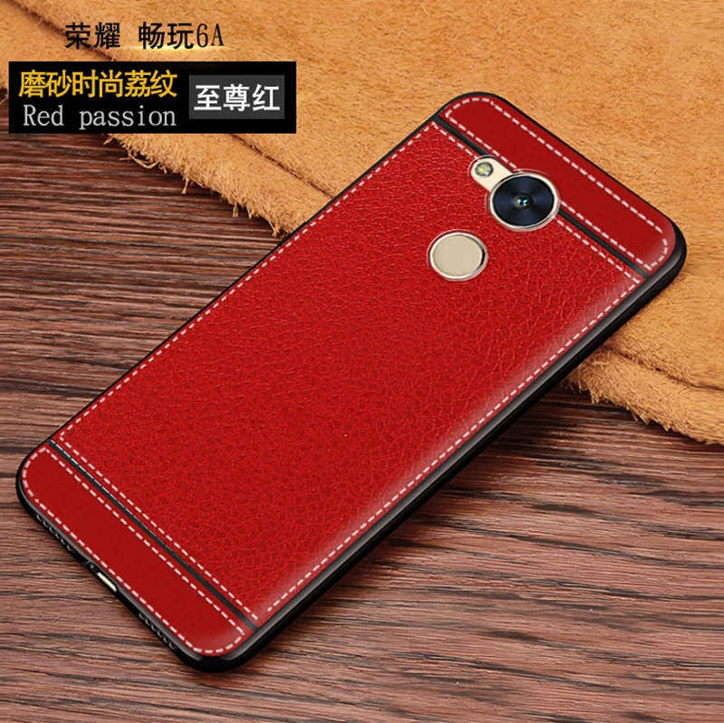 

Litchi pattern cortex silicone case for huawei honor 6A lychee leather matte soft tpu cover honor 6a coque etui kryty tok husa