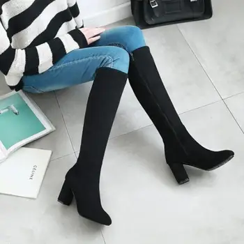 

Women Long Boots Riding Casual Zipper Autumn Winter Red High Loose Boots Botas Mujer Boots High Boots Small Size 32 Plus Size 43