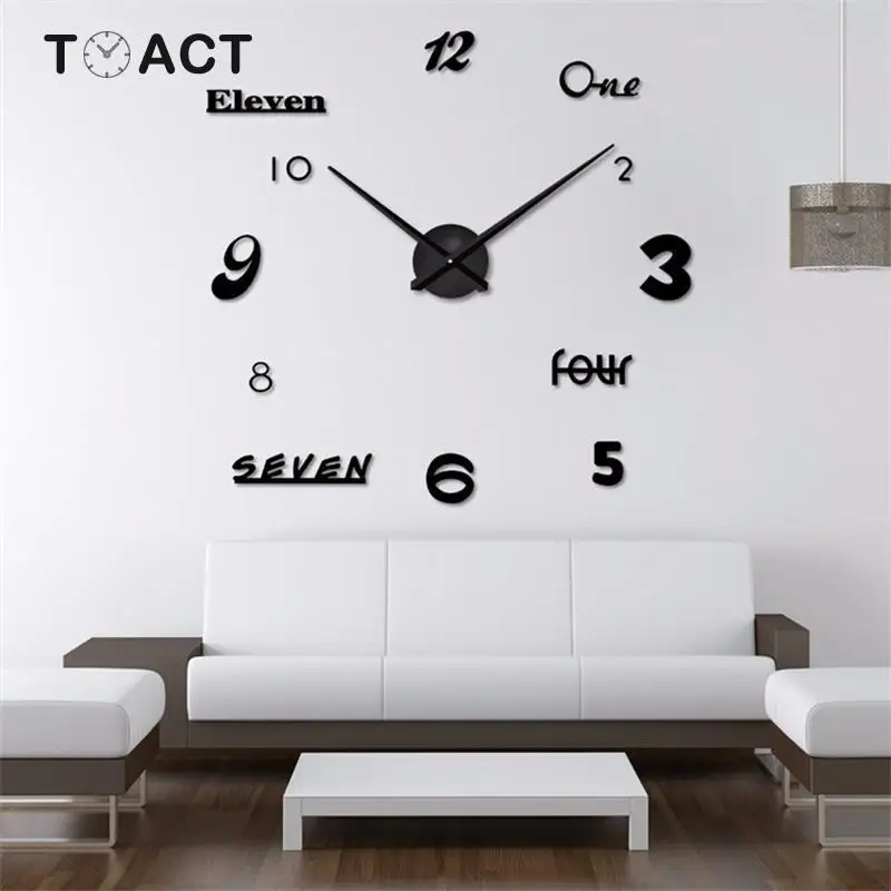

3D Wall Clock Watch Modern Design 3D Diy Acrylic Mirror Stickers Watches Living Room Quartz Needle Europe Wall Clocks Large Size