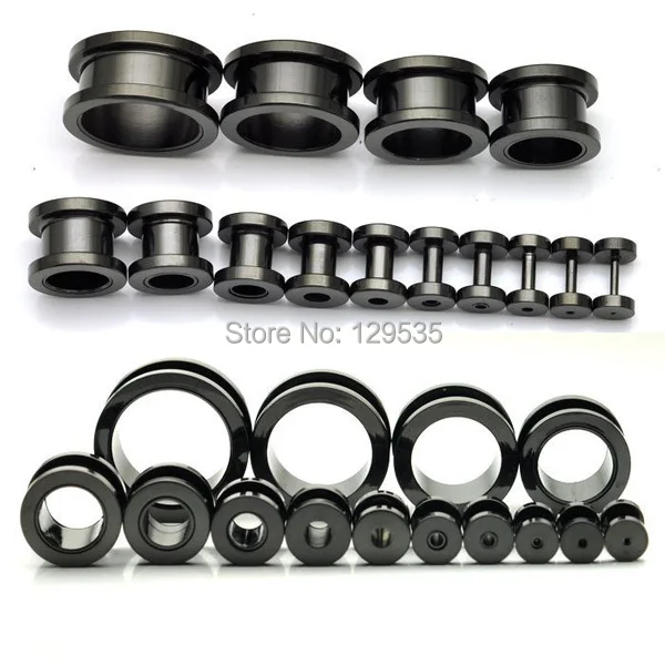 Black White Pulley 2 colors titanium steel Punk Men Screw Back pierced earrings Hollow ear expander|screw back stud earrings|screw installationearrings dance - AliExpress