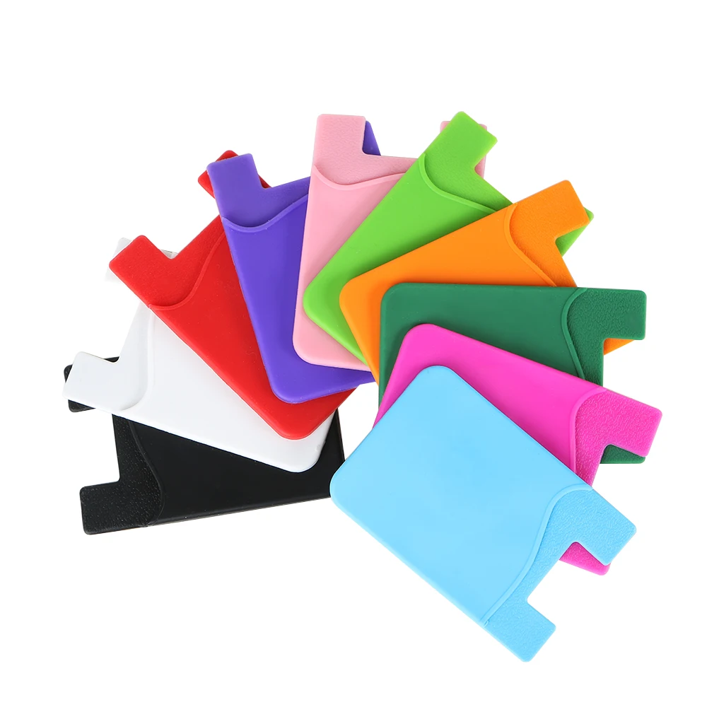 

1PC Colorful Fashion Soft Card Pouch Credit Adhesive Card Holder Sticker Smart Mobile Phone Back Case for iphone Xiaomi