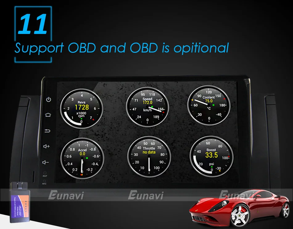 Top Eunavi Octa Core 9 inch Android 9.0 1 Din Car PC Radio GPS Navi Stereo For BMW E53 E39 X5 Support TV 3G WiFi OBD DVR Bluetooth 18