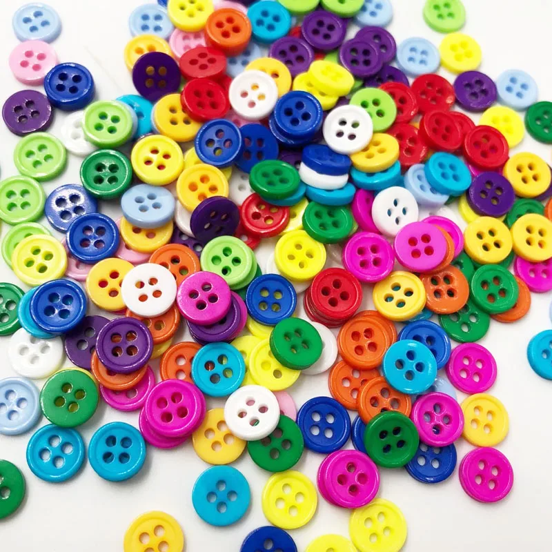 100pcs New 8mm 4 holes Plastic Button / Sewing lots Mix - Free Shipping PT86 | Дом и сад