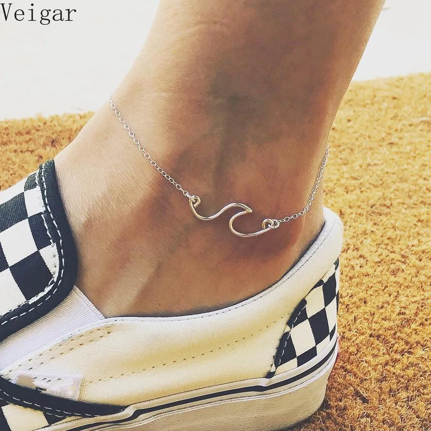 

Wave Anklet 2018 Simple Style Silver Color Women Ankle Chain Summer Beach Foot Jewelry Bracelet on The Leg Anklets for Women