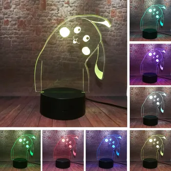 

Cartoon Figure Pokemon Go Game Pikachu 3D Lamp LED 7 Color Change Night Light Illusion Home Decor Children Holiday Christmas Gif