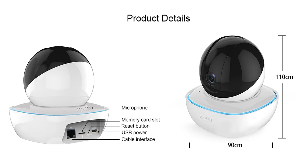 LOOSAFE Крытая безопасность 720P ip камера беспроводная камера наблюдения видения P2P ИК Автоматическая слежка CCTV камера