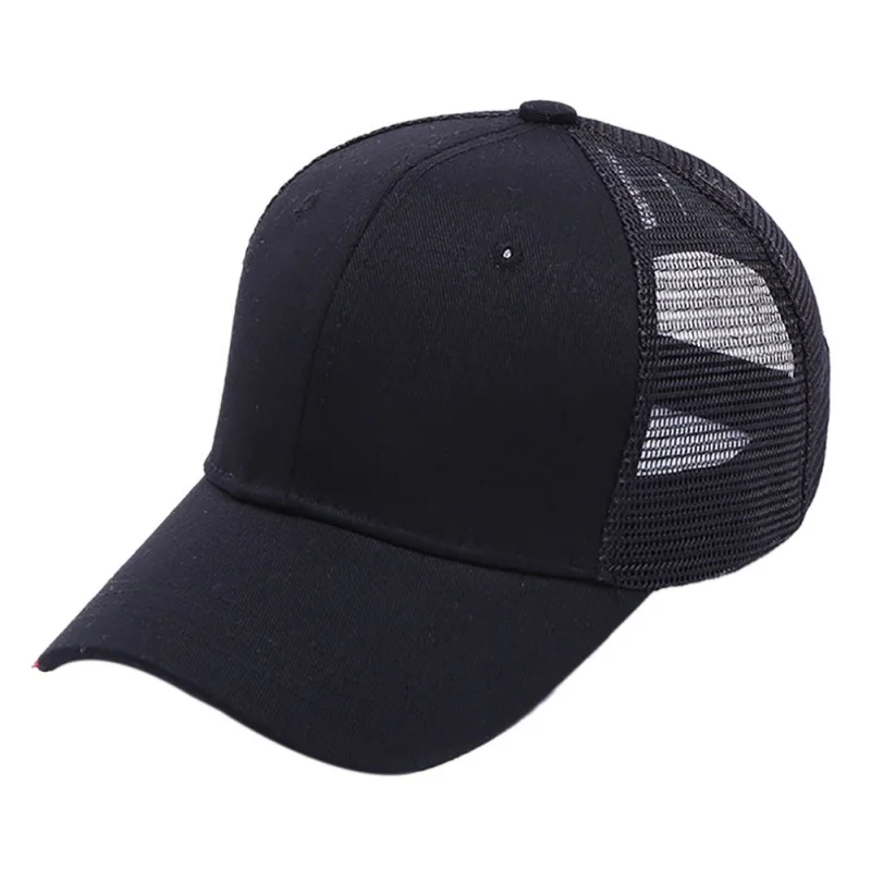 Летняя хлопковая шляпа от солнца бейсболка теннисная Кепка Zama tail Регулируемая сетчатая Кепка Козырек - Цвет: Черный