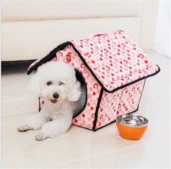 

Pet Cat Small Dog Bed House with Handle Removable Cover S , M ,L