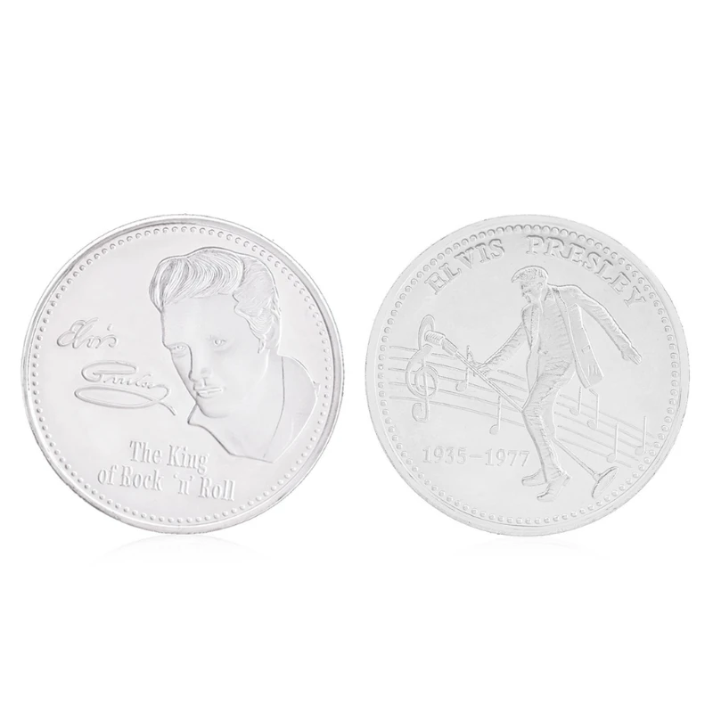 Памятная монета Элвиса Пресли коллекция искусство подарок BTC Биткоин сплав сувенир - Цвет: Серебристый