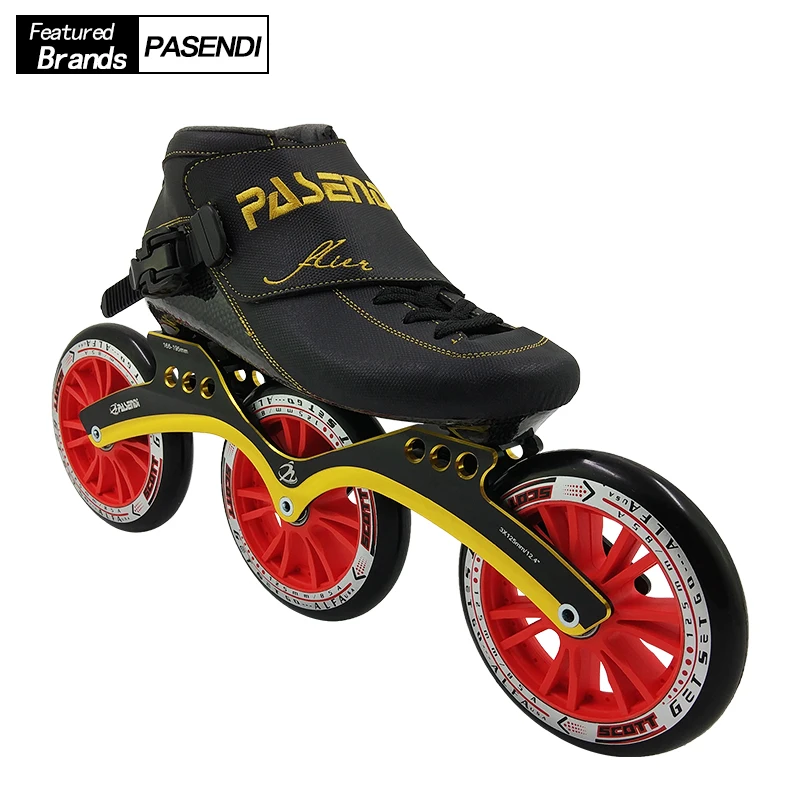 PASENDI المهنية سرعة الزلاجات 125 مللي متر Patines الكبار الأسطوانة أحذية التزلج الاطفال مضمنة تزلج الأحذية النساء الرجال المبتدئين عجلات